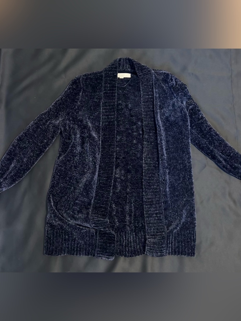 Loft Fashion Navy Chenille Open-Front Cardigan